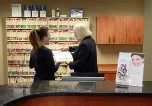 The front desk and patient records at John L. Kinsley DDS.